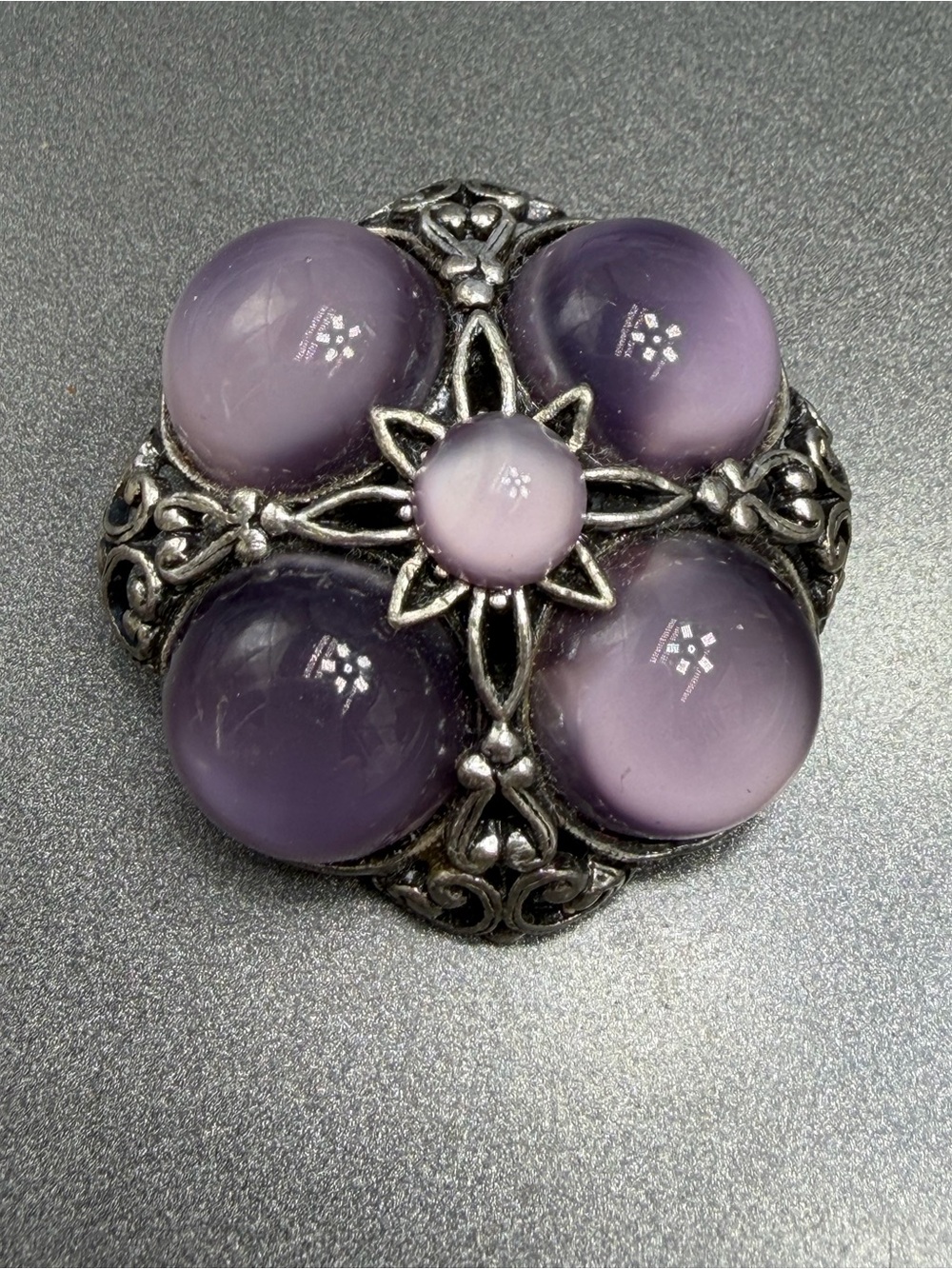 Vintage Celtic Glass Cabochon Brooch #25cel